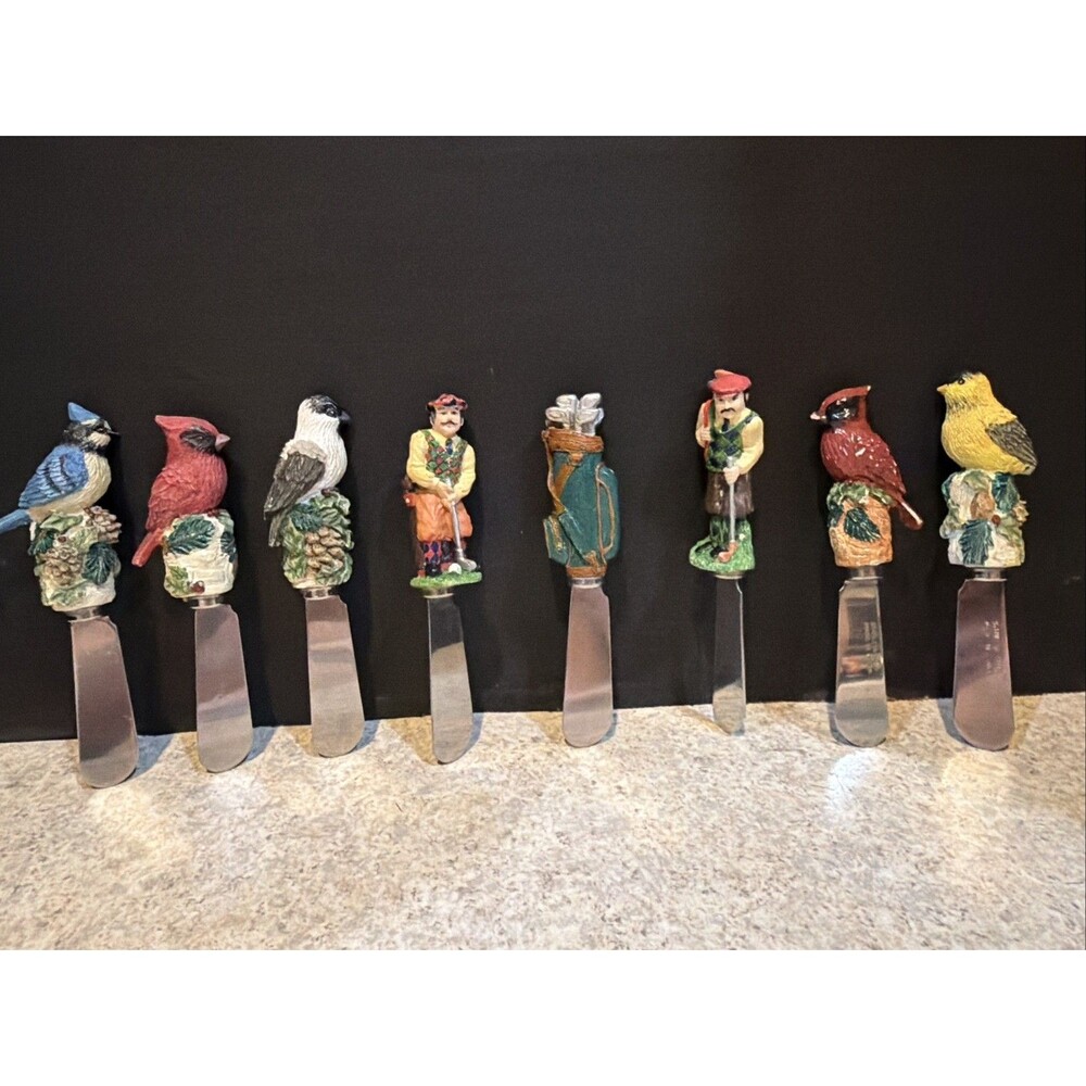 Novelty Cheese Knife/Spreaders Mixed Lot 8 Pieces- 5 birds and 3 golfers